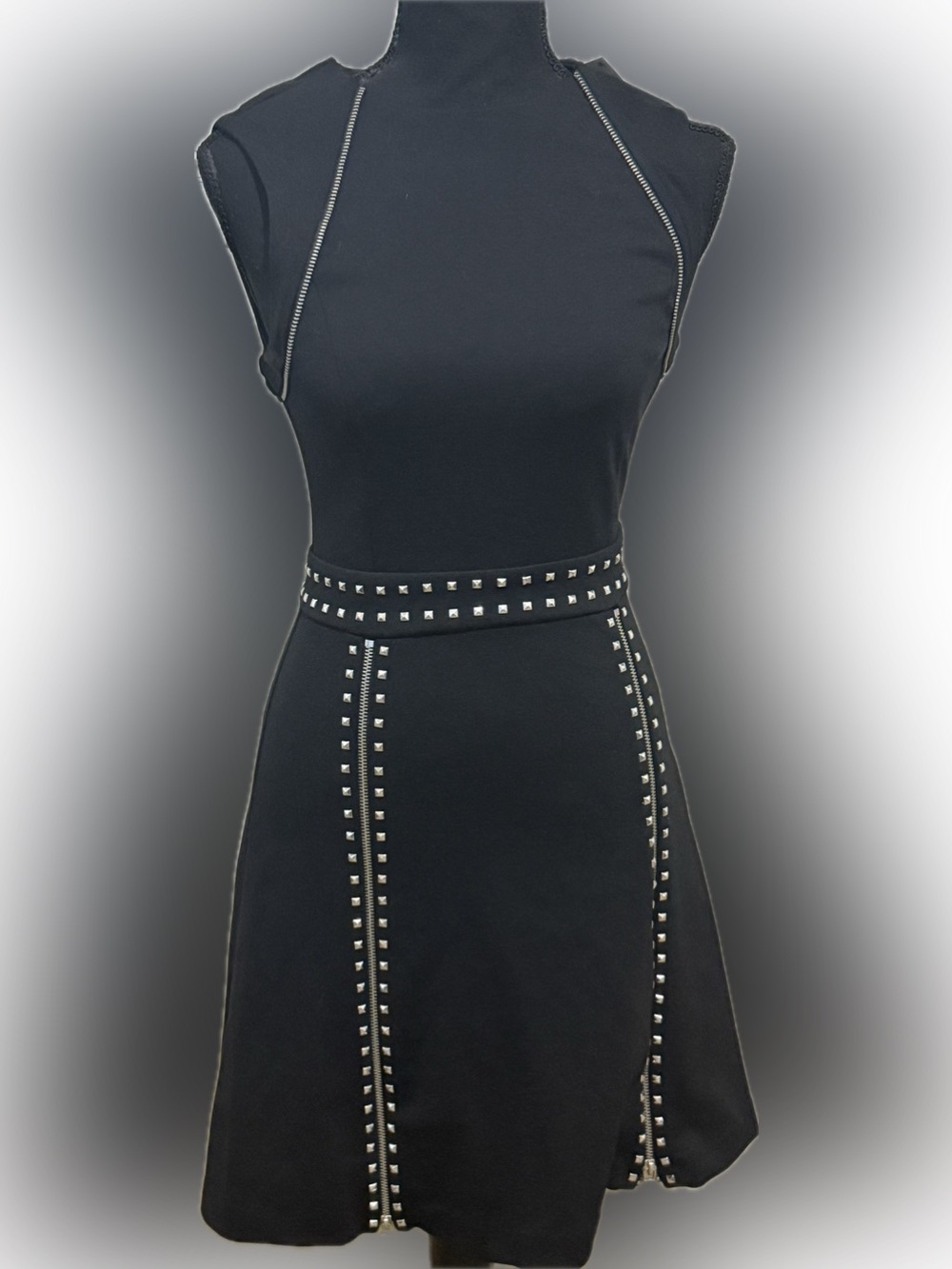 Michael Kors Black Studded Zip Dress XS